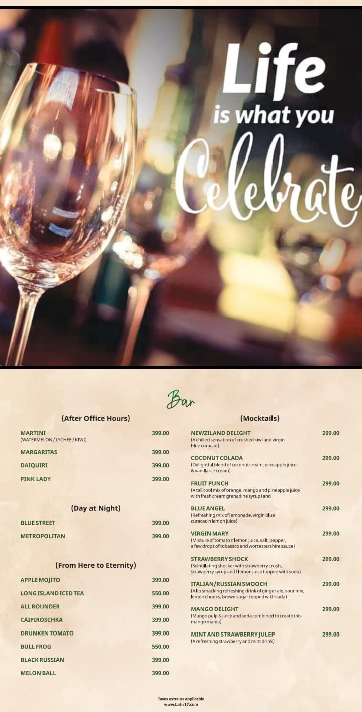 Bar Menu
